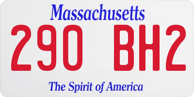 MA license plate 290BH2