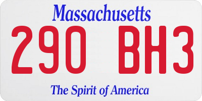 MA license plate 290BH3