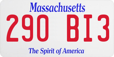 MA license plate 290BI3
