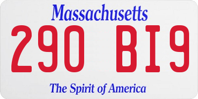 MA license plate 290BI9