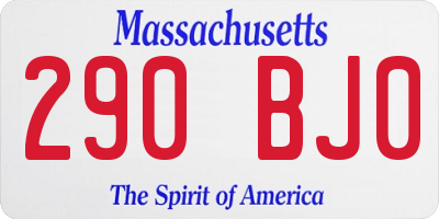 MA license plate 290BJ0