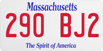 MA license plate 290BJ2