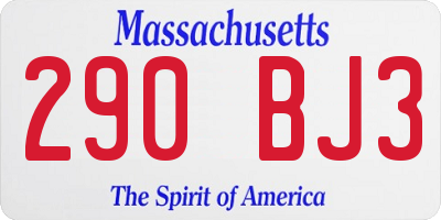 MA license plate 290BJ3