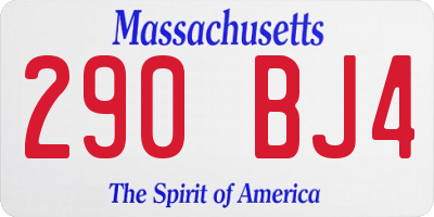 MA license plate 290BJ4