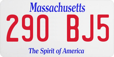 MA license plate 290BJ5