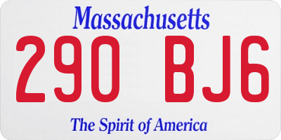 MA license plate 290BJ6