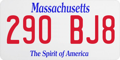 MA license plate 290BJ8