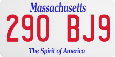 MA license plate 290BJ9