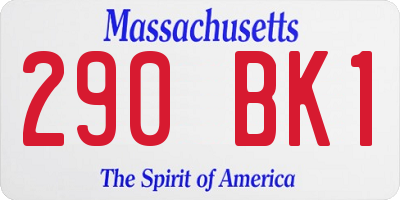 MA license plate 290BK1