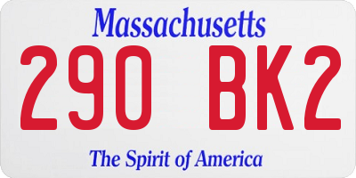 MA license plate 290BK2
