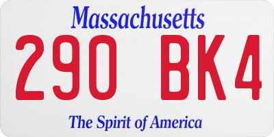 MA license plate 290BK4