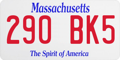 MA license plate 290BK5