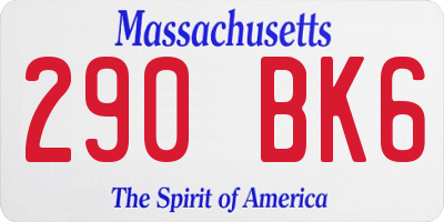 MA license plate 290BK6