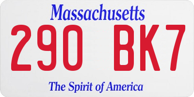 MA license plate 290BK7