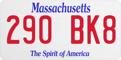 MA license plate 290BK8
