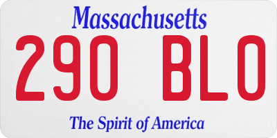 MA license plate 290BL0