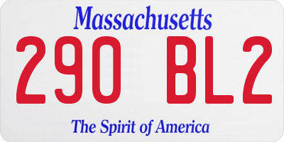 MA license plate 290BL2
