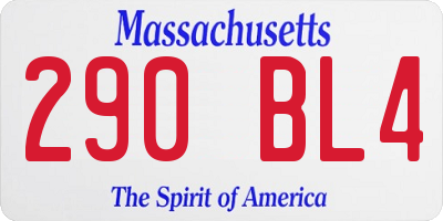 MA license plate 290BL4