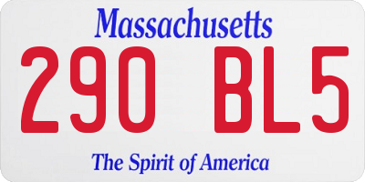 MA license plate 290BL5