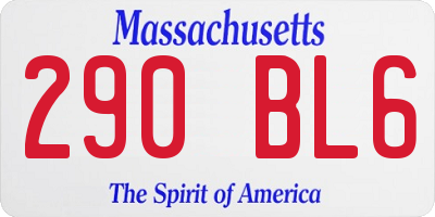 MA license plate 290BL6