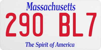 MA license plate 290BL7