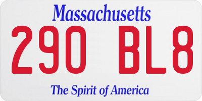 MA license plate 290BL8