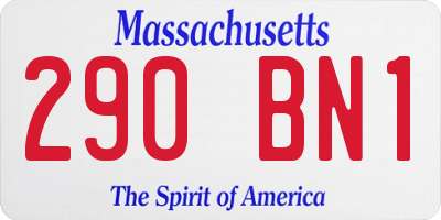 MA license plate 290BN1