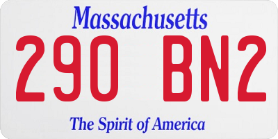 MA license plate 290BN2