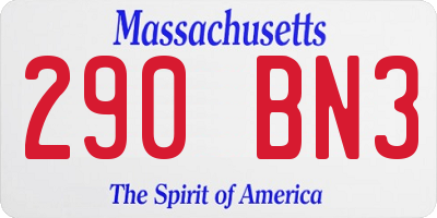 MA license plate 290BN3