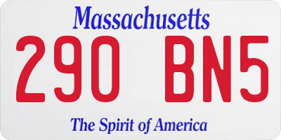 MA license plate 290BN5