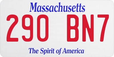 MA license plate 290BN7