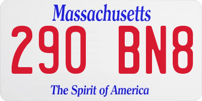 MA license plate 290BN8