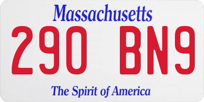 MA license plate 290BN9