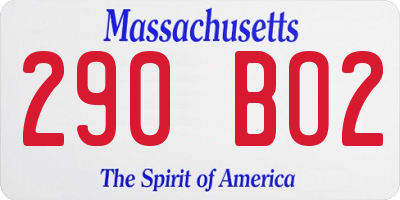MA license plate 290BO2