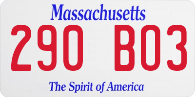 MA license plate 290BO3