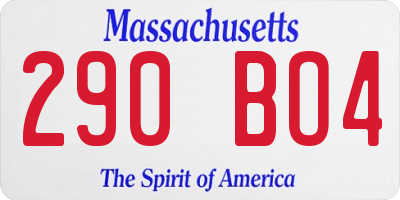 MA license plate 290BO4