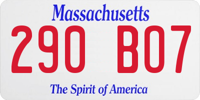 MA license plate 290BO7