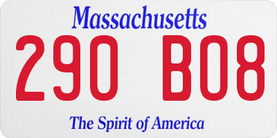 MA license plate 290BO8