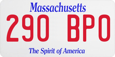 MA license plate 290BP0