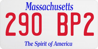 MA license plate 290BP2
