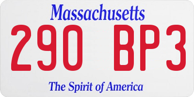 MA license plate 290BP3