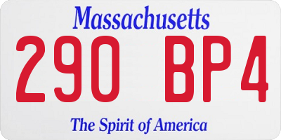 MA license plate 290BP4