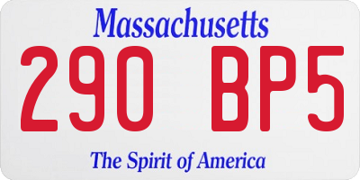 MA license plate 290BP5