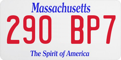 MA license plate 290BP7