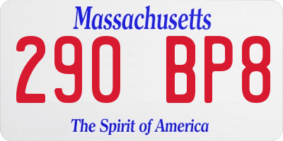 MA license plate 290BP8