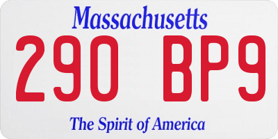 MA license plate 290BP9