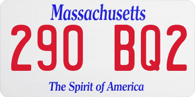 MA license plate 290BQ2