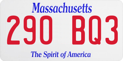 MA license plate 290BQ3