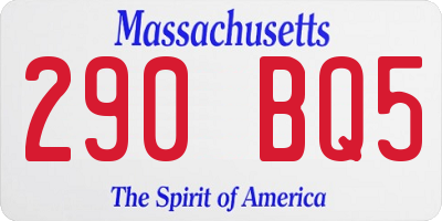 MA license plate 290BQ5