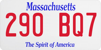 MA license plate 290BQ7